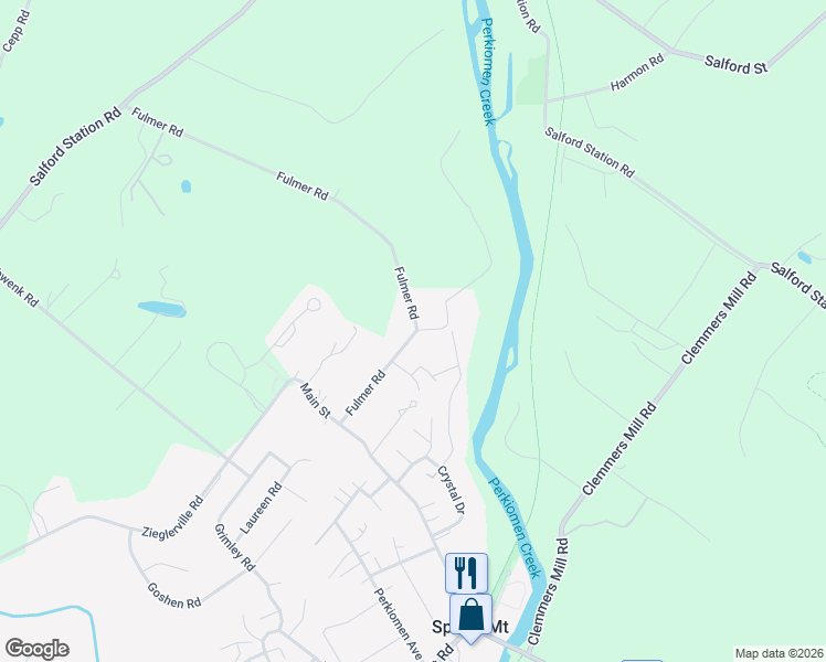 map of restaurants, bars, coffee shops, grocery stores, and more near 204 Riverside Avenue in Perkiomenville