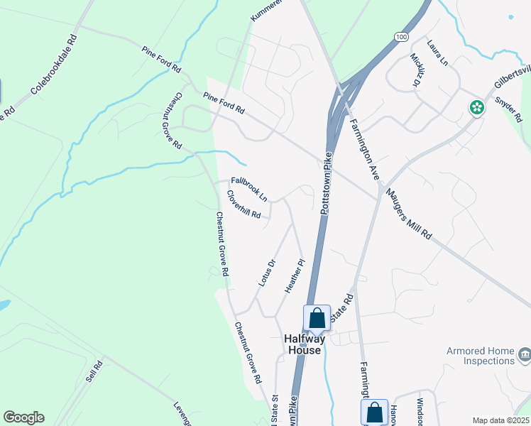 map of restaurants, bars, coffee shops, grocery stores, and more near 1520 Cloverhill Road in Pottstown