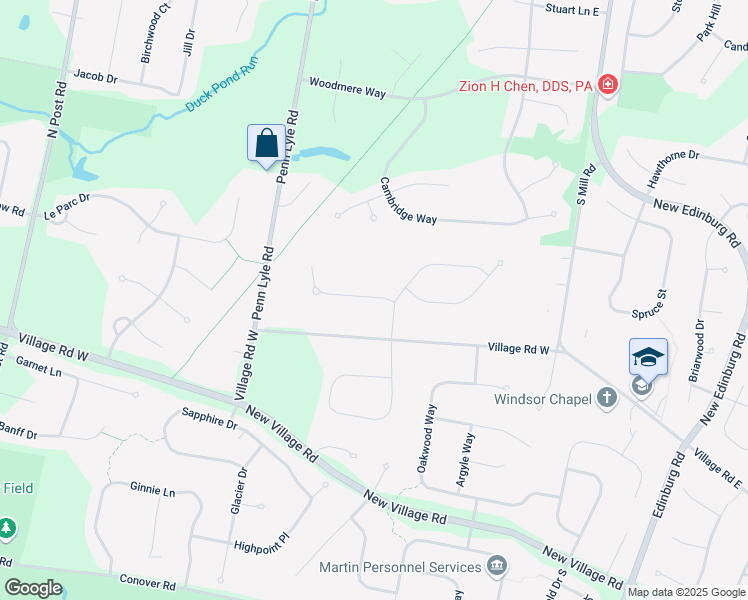 map of restaurants, bars, coffee shops, grocery stores, and more near 6 Woodbury Court in West Windsor Township
