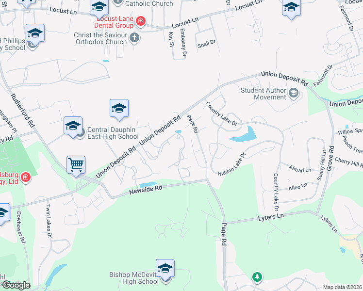 map of restaurants, bars, coffee shops, grocery stores, and more near 1144 Day Star Drive in Harrisburg