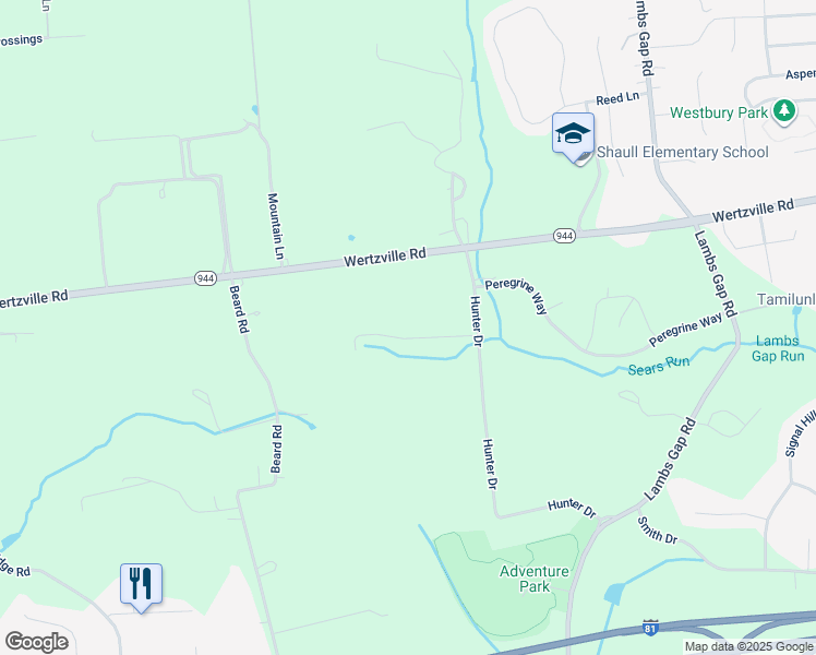 map of restaurants, bars, coffee shops, grocery stores, and more near 14 Red Fox Lane in Mechanicsburg
