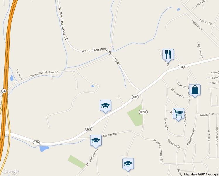 map of restaurants, bars, coffee shops, grocery stores, and more near 113 Sterling Run Lane in Greensburg