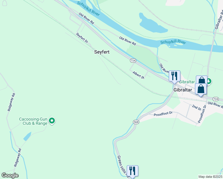 map of restaurants, bars, coffee shops, grocery stores, and more near 248 Seyfert Drive in Birdsboro