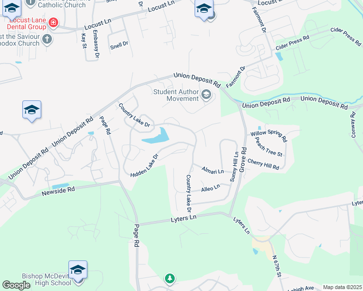 map of restaurants, bars, coffee shops, grocery stores, and more near 5813 Hidden Lake Drive in Harrisburg