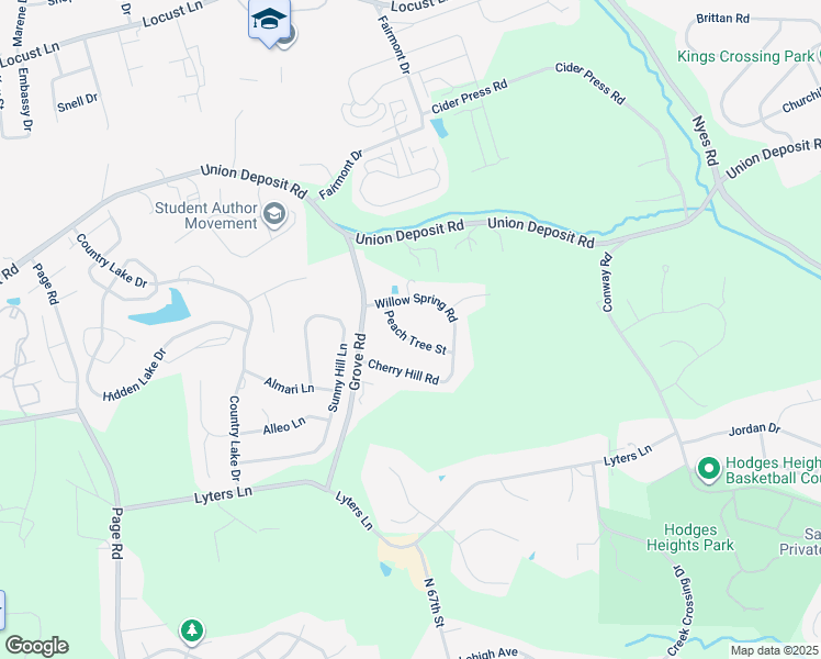 map of restaurants, bars, coffee shops, grocery stores, and more near 6082 Peach Tree Street in Harrisburg