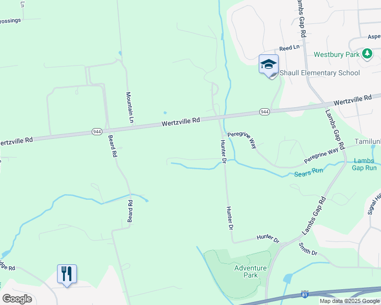 map of restaurants, bars, coffee shops, grocery stores, and more near 14 Red Fox Lane in Mechanicsburg
