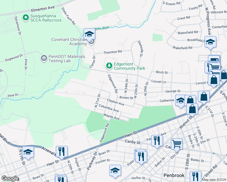 map of restaurants, bars, coffee shops, grocery stores, and more near 1309 North 22nd Street in Harrisburg