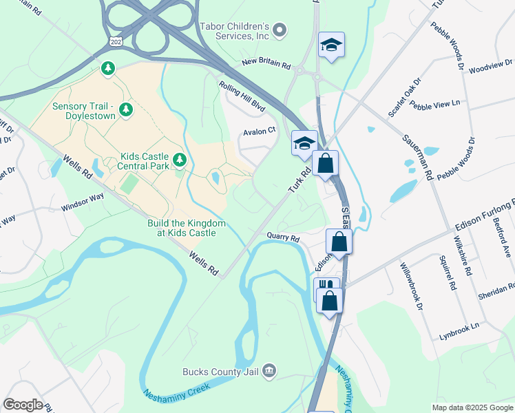 map of restaurants, bars, coffee shops, grocery stores, and more near 12 Cornerstone Court in Doylestown