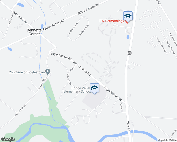 map of restaurants, bars, coffee shops, grocery stores, and more near 2347 Sugar Bottom Road in Furlong