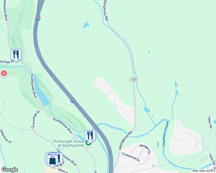 map of restaurants, bars, coffee shops, grocery stores, and more near 288 Maple Ridge Drive in Canonsburg