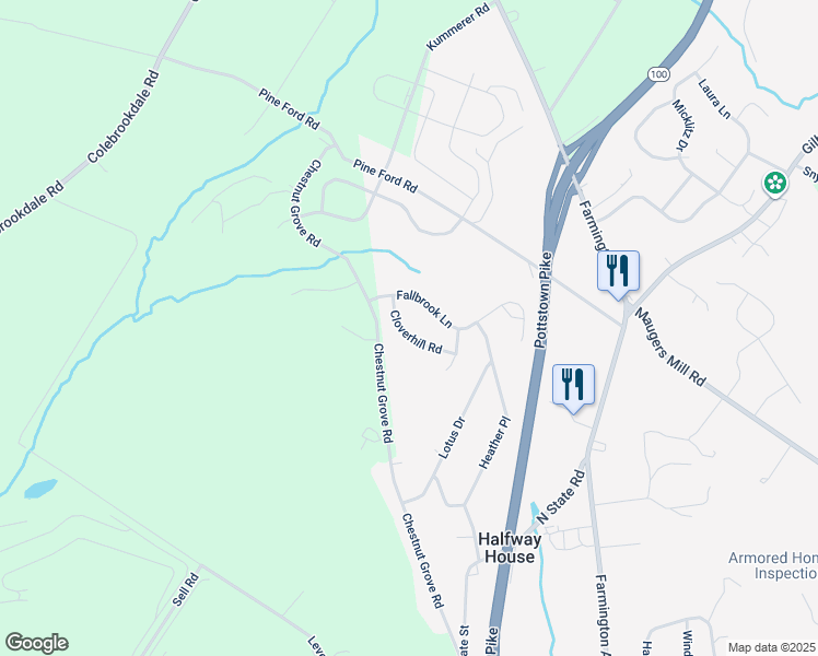 map of restaurants, bars, coffee shops, grocery stores, and more near 1508 Cloverhill Road in Pottstown