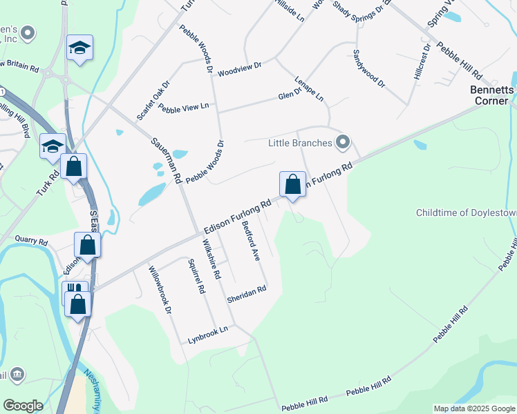 map of restaurants, bars, coffee shops, grocery stores, and more near 248 Edison Furlong Road in Doylestown
