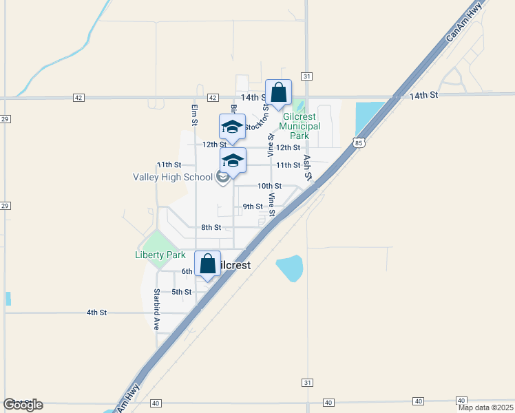 map of restaurants, bars, coffee shops, grocery stores, and more near in Gilcrest