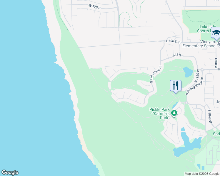 map of restaurants, bars, coffee shops, grocery stores, and more near 674 South Lake View Drive in Vineyard