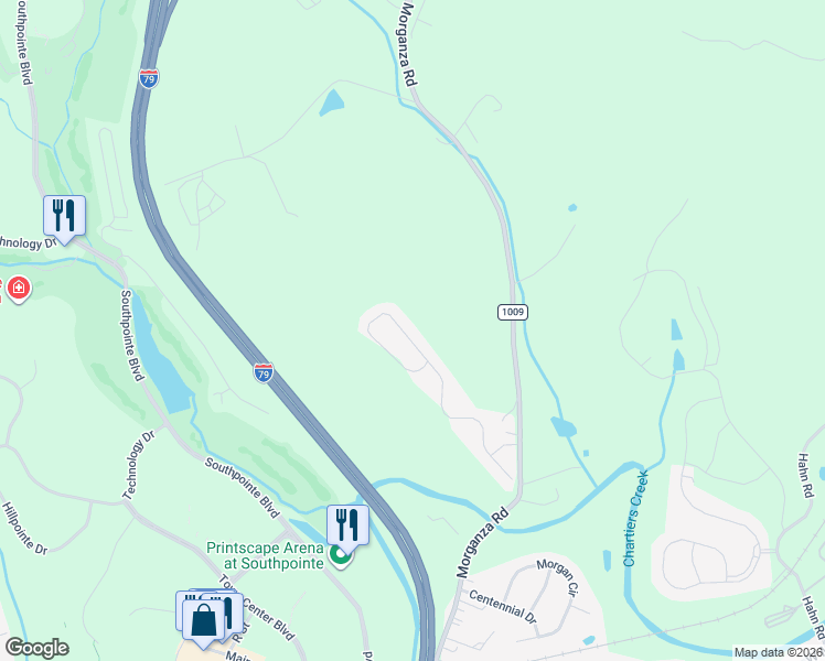 map of restaurants, bars, coffee shops, grocery stores, and more near 298 Maple Ridge Drive in Canonsburg