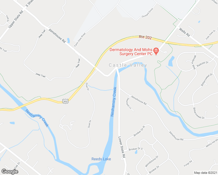 map of restaurants, bars, coffee shops, grocery stores, and more near 580 Almshouse Road in Doylestown