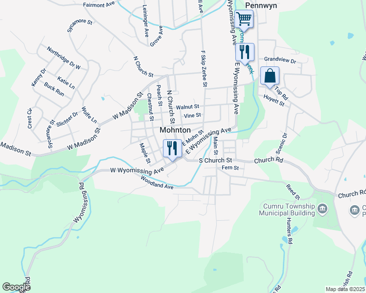 map of restaurants, bars, coffee shops, grocery stores, and more near in Mohnton