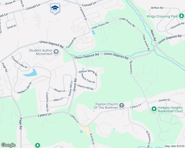 map of restaurants, bars, coffee shops, grocery stores, and more near 6010 Willow Spring Road in Harrisburg