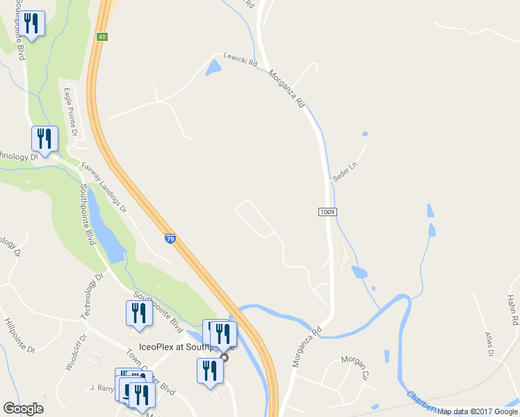 map of restaurants, bars, coffee shops, grocery stores, and more near 298 Maple Ridge Drive in Canonsburg