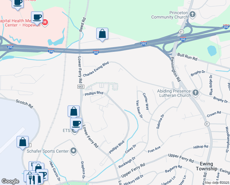 map of restaurants, bars, coffee shops, grocery stores, and more near 1013 Timberlake Drive in Trenton