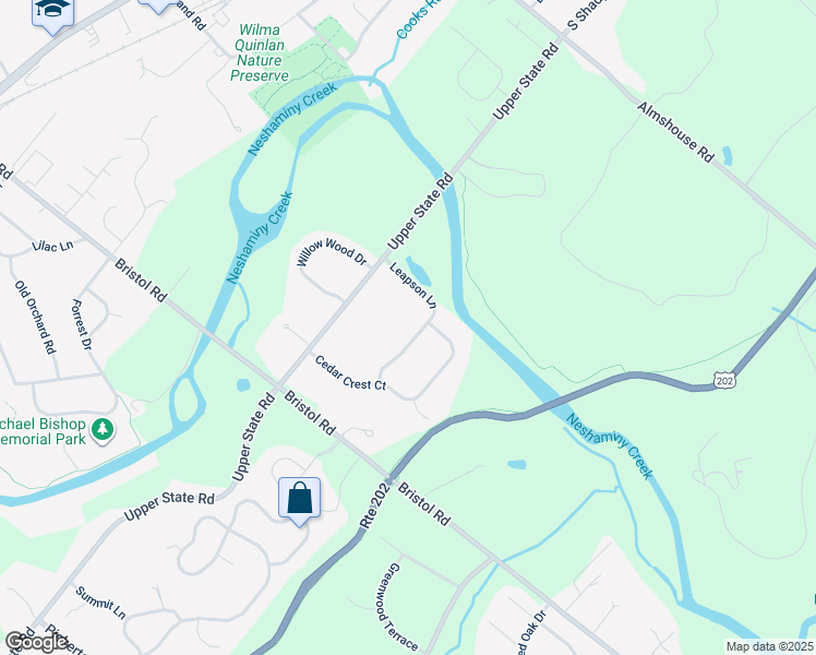 map of restaurants, bars, coffee shops, grocery stores, and more near 18 Leapson Lane in Doylestown