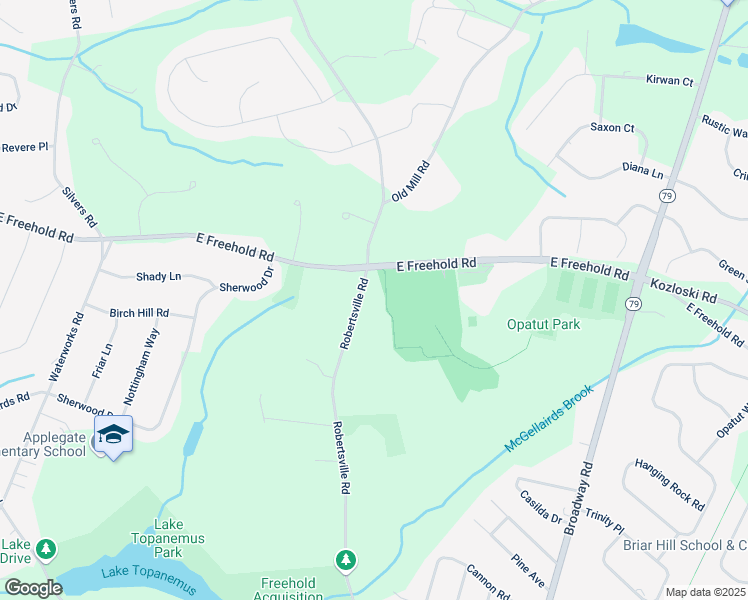 map of restaurants, bars, coffee shops, grocery stores, and more near 185 Robertsville Road in Freehold