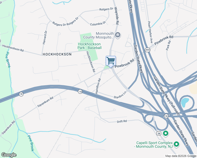 map of restaurants, bars, coffee shops, grocery stores, and more near 151 Hamilton Road in Tinton Falls
