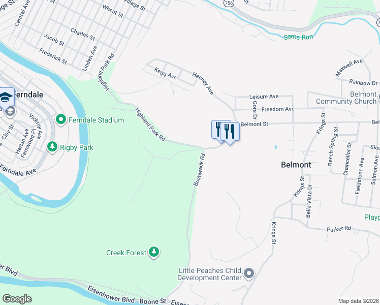 map of restaurants, bars, coffee shops, grocery stores, and more near 101-199 Rudolph St in Johnstown