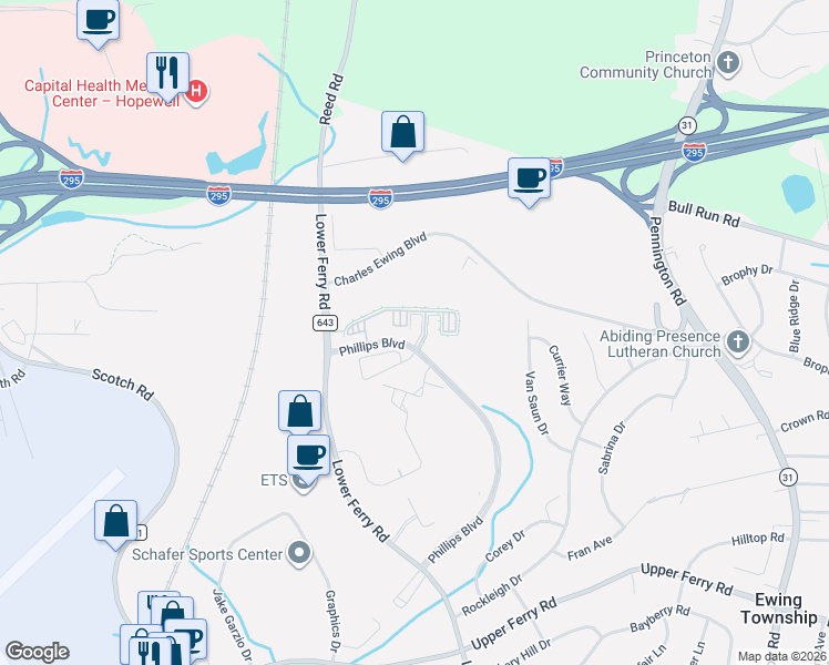 map of restaurants, bars, coffee shops, grocery stores, and more near 624 Timberlake Drive in Trenton
