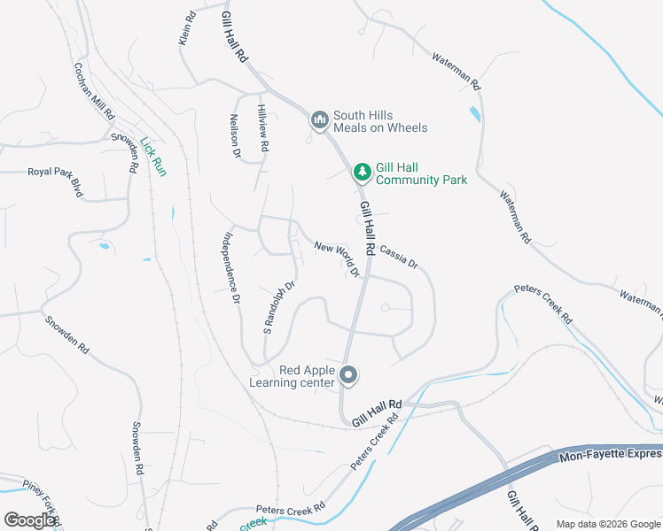 map of restaurants, bars, coffee shops, grocery stores, and more near 320 New World Drive in Clairton