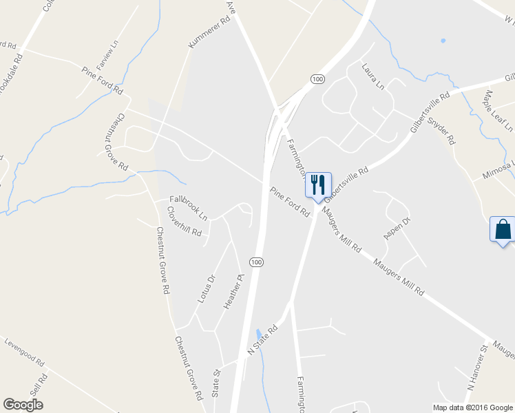 map of restaurants, bars, coffee shops, grocery stores, and more near 1038 Fallbrook Lane in Pottstown