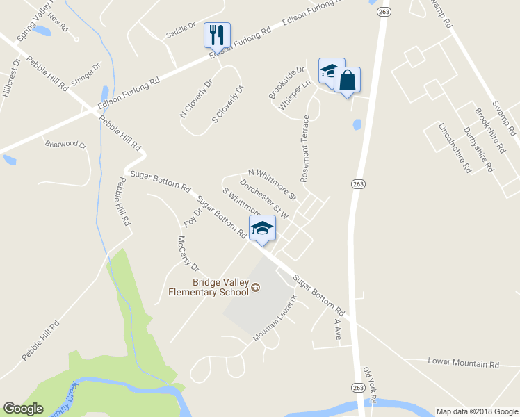 map of restaurants, bars, coffee shops, grocery stores, and more near 2335 South Whittmore Street in Furlong