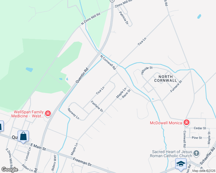 map of restaurants, bars, coffee shops, grocery stores, and more near 181 Norway Lane in Lebanon