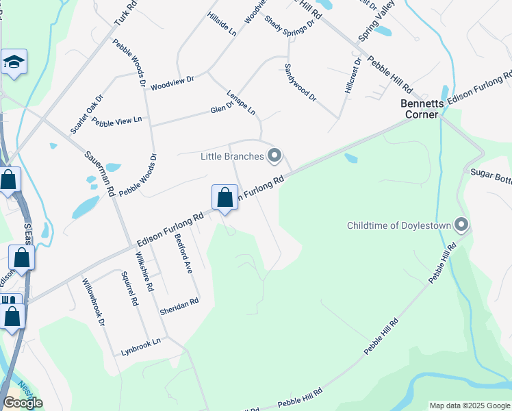map of restaurants, bars, coffee shops, grocery stores, and more near 22 Pickwick Drive in Doylestown