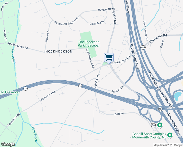 map of restaurants, bars, coffee shops, grocery stores, and more near 47 Squankum Road in Tinton Falls
