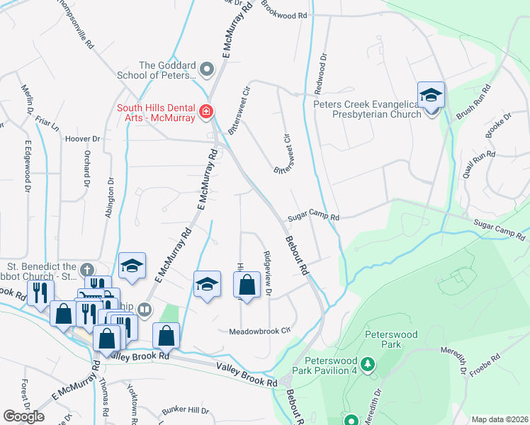 map of restaurants, bars, coffee shops, grocery stores, and more near 906 Bebout Road in Venetia