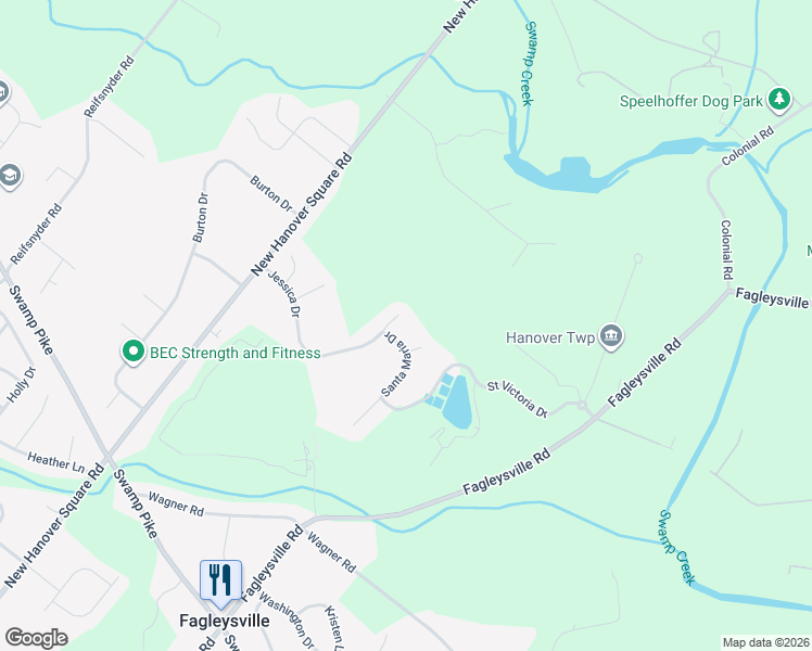 map of restaurants, bars, coffee shops, grocery stores, and more near 2502 Jessica Drive in Gilbertsville