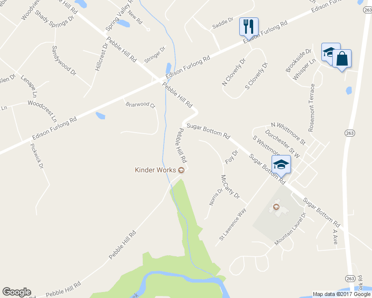 map of restaurants, bars, coffee shops, grocery stores, and more near 1057 Pebble Hill Road in Doylestown