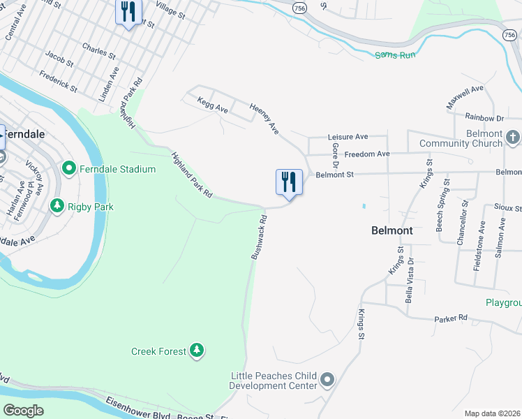 map of restaurants, bars, coffee shops, grocery stores, and more near 199 Rudolph St in Johnstown
