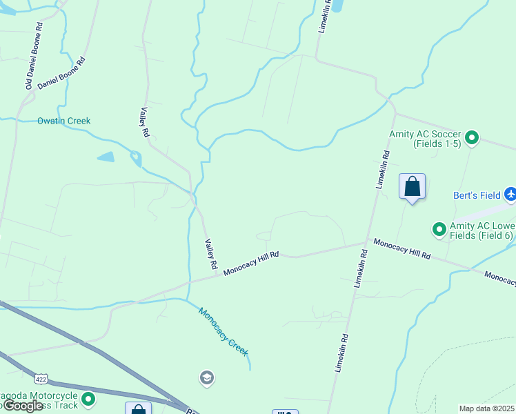 map of restaurants, bars, coffee shops, grocery stores, and more near 335 Monocacy Hill Road in Birdsboro