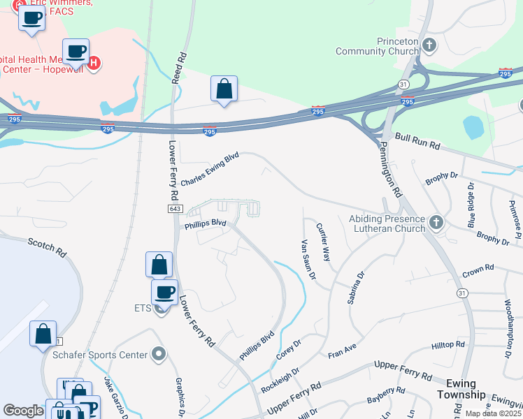map of restaurants, bars, coffee shops, grocery stores, and more near 1013 Timberlake Drive in Trenton