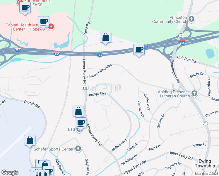 map of restaurants, bars, coffee shops, grocery stores, and more near 624 Timberlake Drive in Trenton