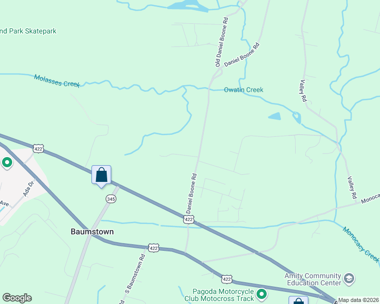 map of restaurants, bars, coffee shops, grocery stores, and more near 212 Daniel Boone Road in Birdsboro