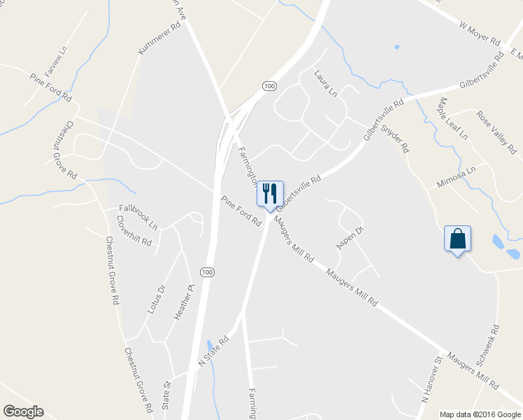 map of restaurants, bars, coffee shops, grocery stores, and more near 1512 Farmington Avenue in Pottstown