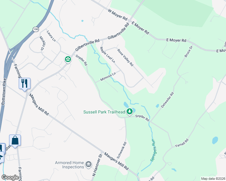 map of restaurants, bars, coffee shops, grocery stores, and more near 150 Boxwood Court in Pottstown