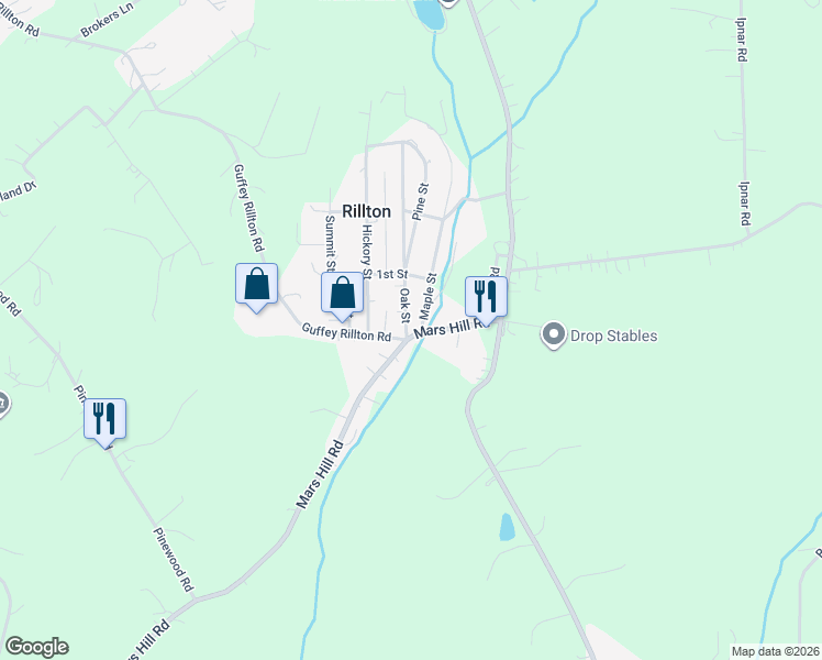 map of restaurants, bars, coffee shops, grocery stores, and more near 82 Oak Street in Rillton