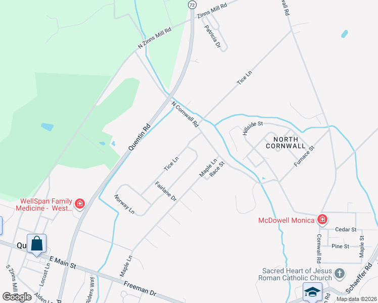 map of restaurants, bars, coffee shops, grocery stores, and more near 181 Norway Lane in Lebanon