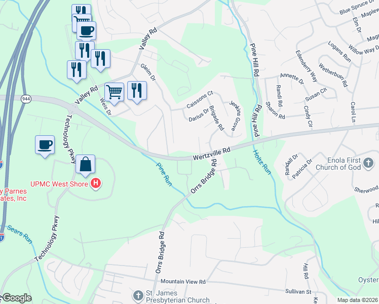map of restaurants, bars, coffee shops, grocery stores, and more near 4115 Crissy Lane in Enola