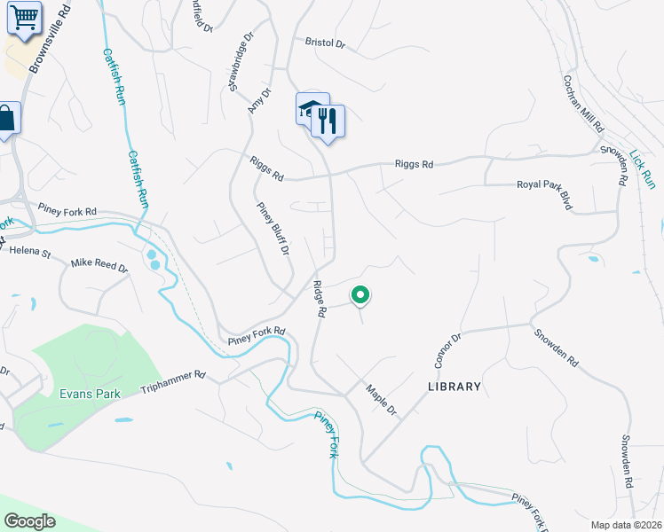 map of restaurants, bars, coffee shops, grocery stores, and more near 3179 Ridge Road in South Park Township