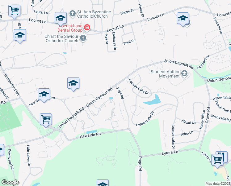 map of restaurants, bars, coffee shops, grocery stores, and more near 5590 Twilight Drive in Harrisburg